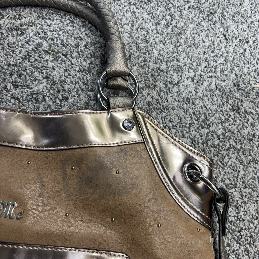 MISS ME Shoulder Bag Tote Grunge Purse Y2K Gold Metallic